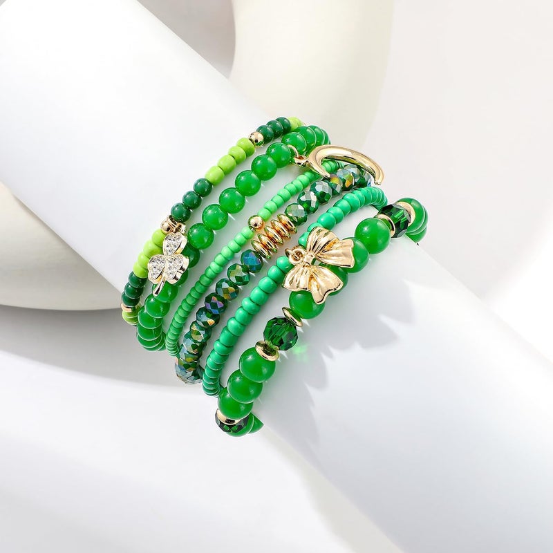 Aigrnc Boho Beaded Stretch Bracelets For Women Stackable Crystal Gold Plated Beaded Bracelets Set Trendy Handmade Friendship Braeclet Jewelry Gifts - Image 3